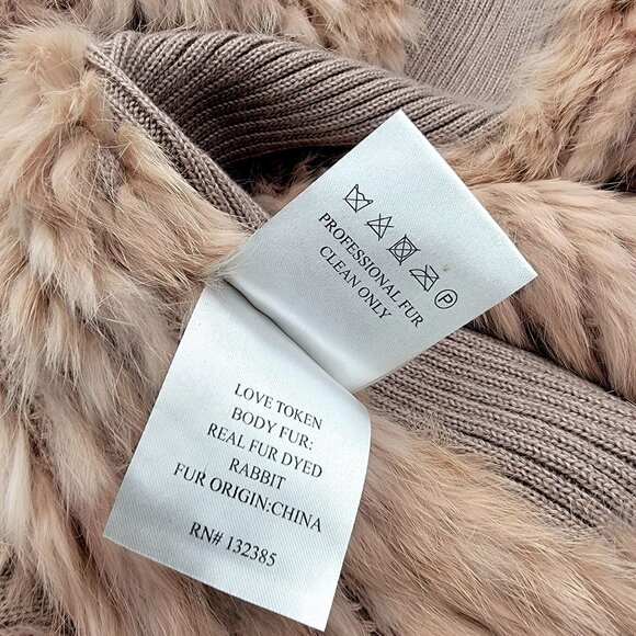Love Taken 100%  Rabbit fur  Long vest With Textured Knit Sides  Size M - Picture 14 of 16